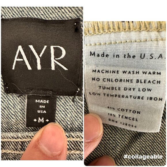 AYR Ride or Fly Denim Jacket Womens Medium Blue Cotton Casual Trucker Oversized - Picture 3 of 16